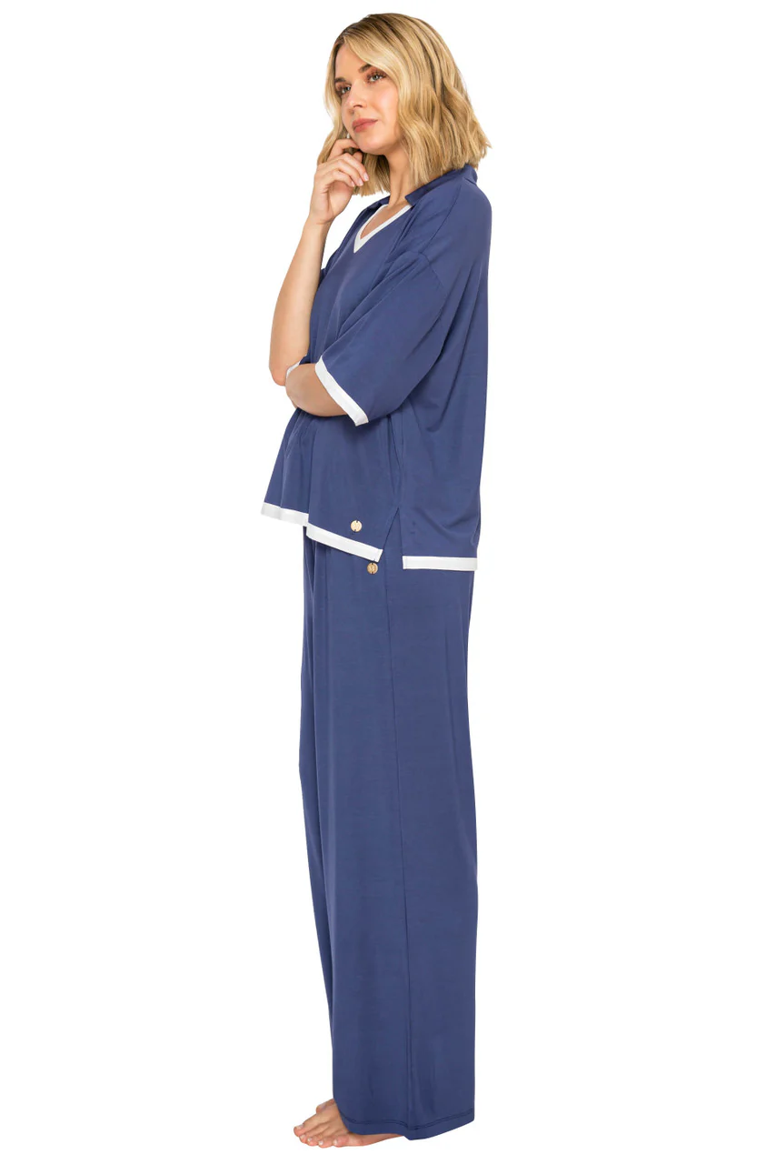 Yummy Modal Blend Short Sleeve & Wide Leg Pant Set - Image 6