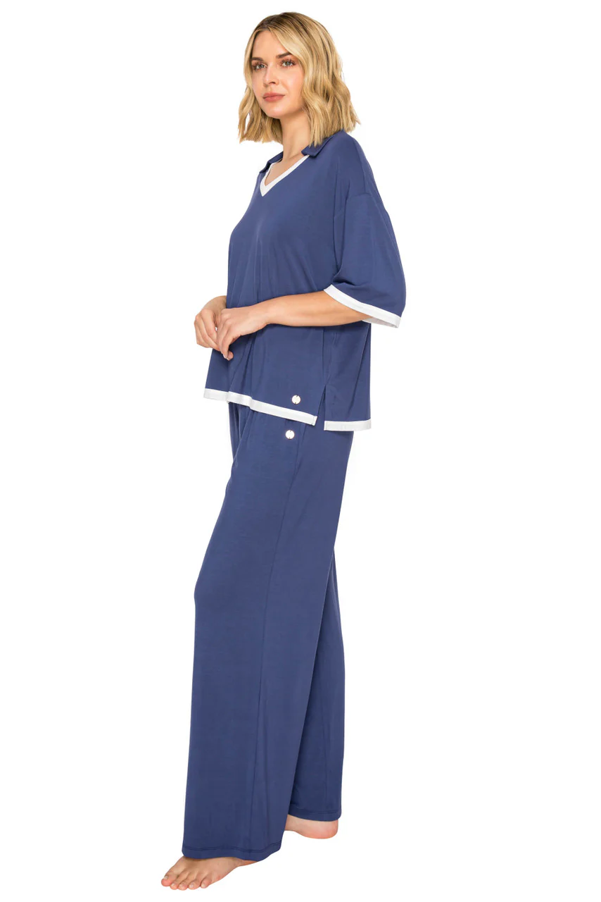 Yummy Modal Blend Short Sleeve & Wide Leg Pant Set - Image 8